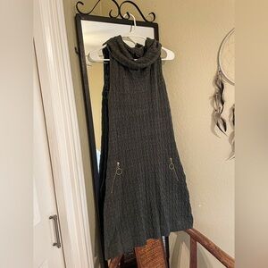 Rhapsody • Gray Cowl Neck Sweater Dress with Pockets